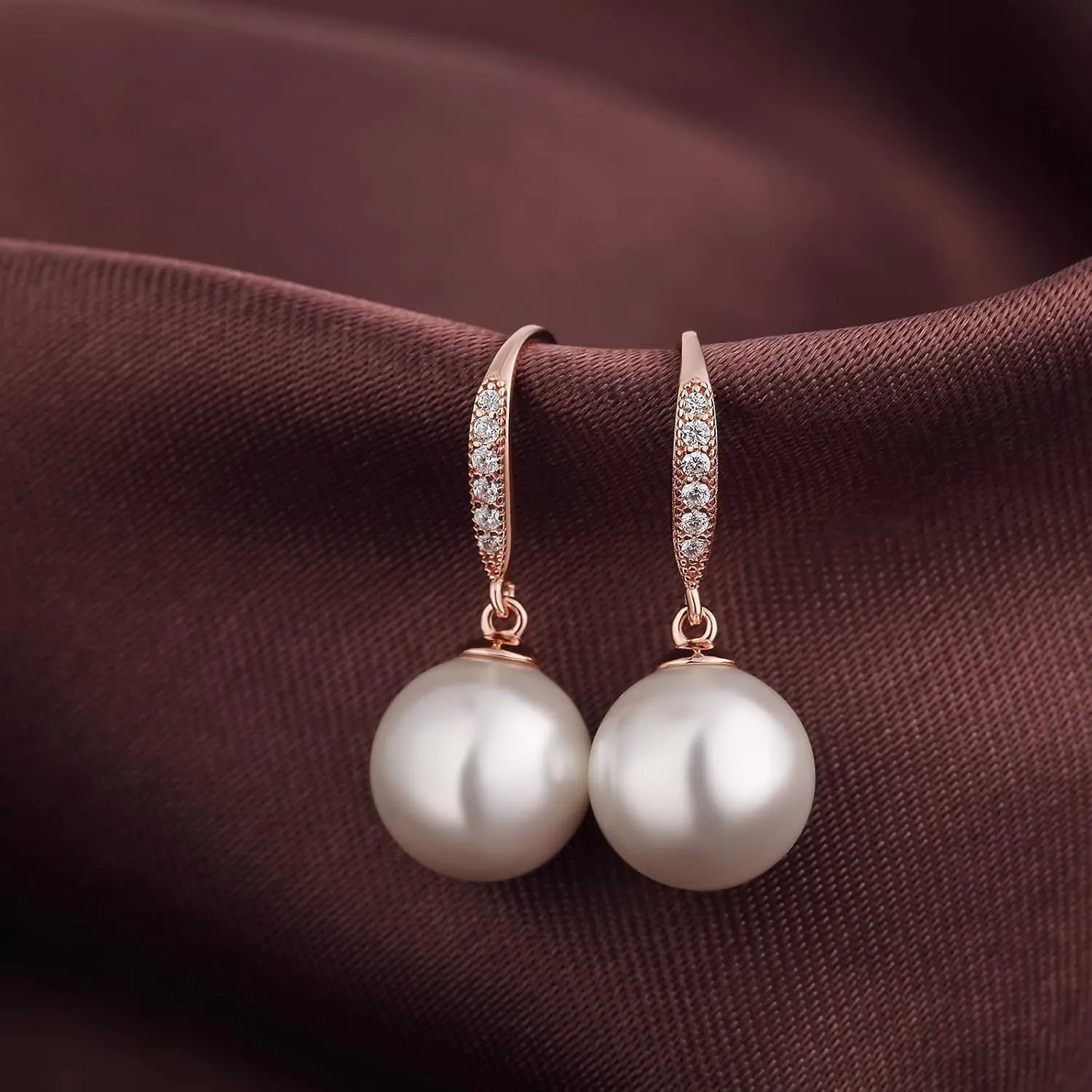 Jiamiaoi Pearl Earrings for Women 925 Sterling Silver Hook Earrings Dangle Drop Pearl Earrings Silver Drop Earrings for Women, Come with Gift Box