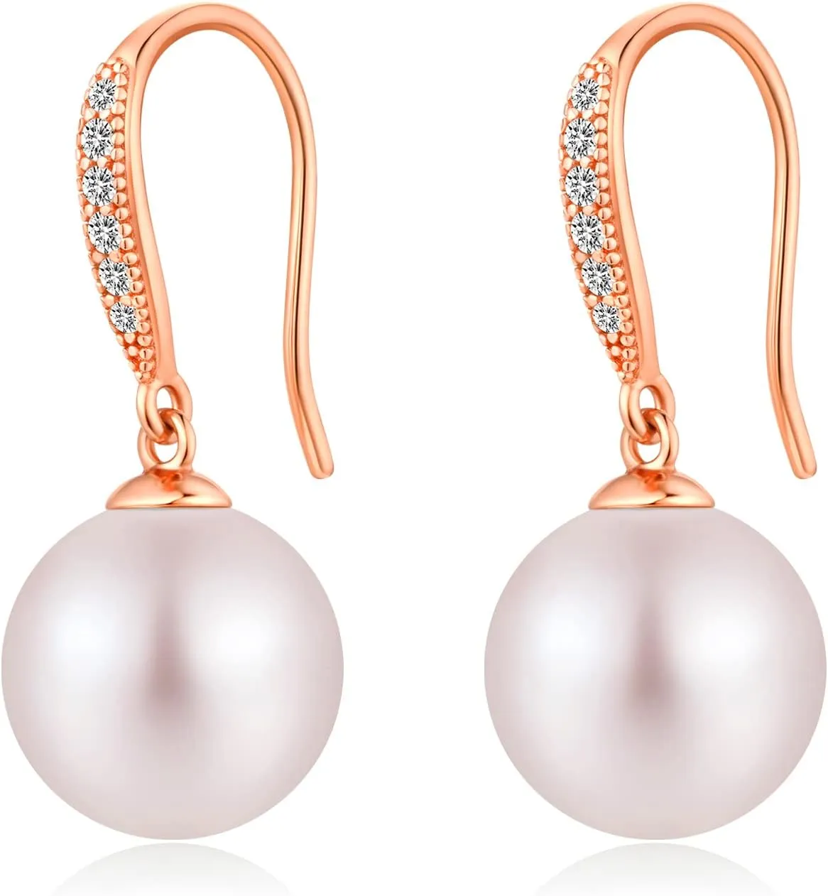 Jiamiaoi Pearl Earrings for Women 925 Sterling Silver Hook Earrings Dangle Drop Pearl Earrings Silver Drop Earrings for Women, Come with Gift Box