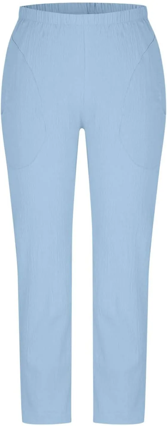 JOAU Women Cotton Linen Pants Casual Summer 2025 Straight Wide Leg Loose Comfy Elastic High Waist Beach Trouser with Pockets
