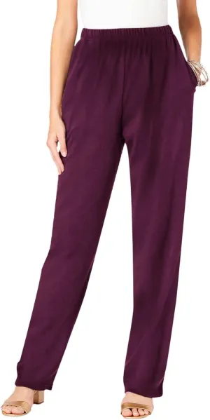 JOAU Women's Plus Size Loose Fit Elastic High Waist Pants Casual Straight Leg Baggy Trousers Soft Loungewear with Pockets