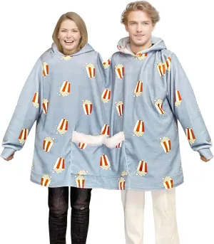 Jongdari Couples Hoodies Pajamas, Oversized Two Person Hoodie Couple Sweaters Funny Popcorn Matching Hoodies