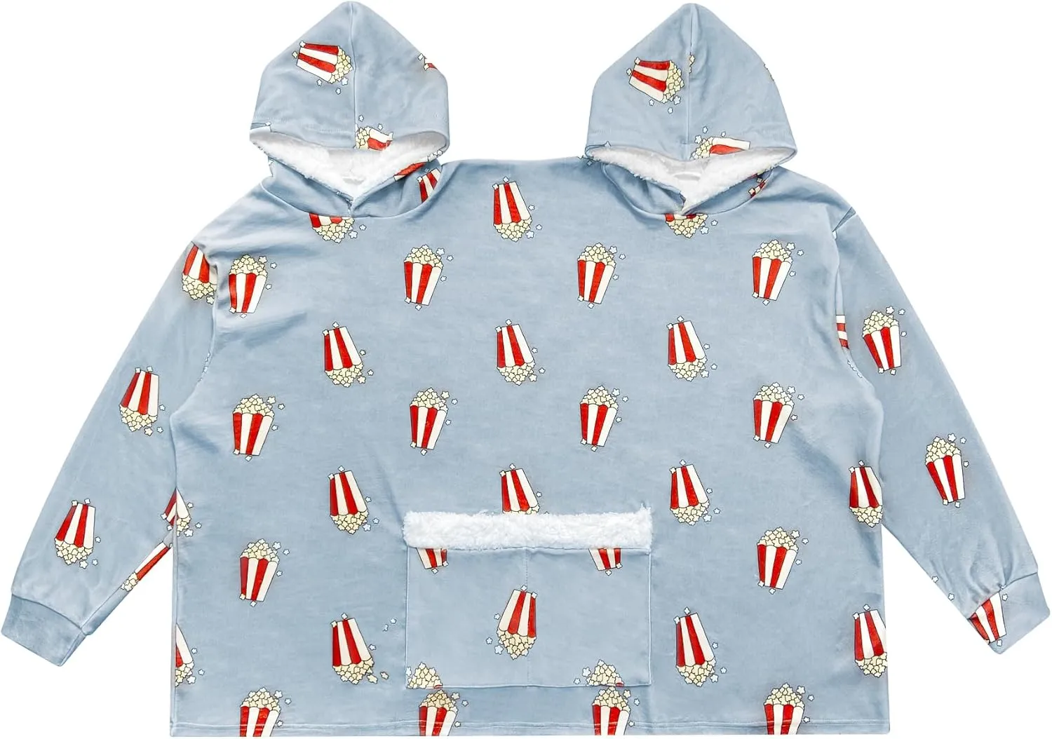 Jongdari Couples Hoodies Pajamas, Oversized Two Person Hoodie Couple Sweaters Funny Popcorn Matching Hoodies