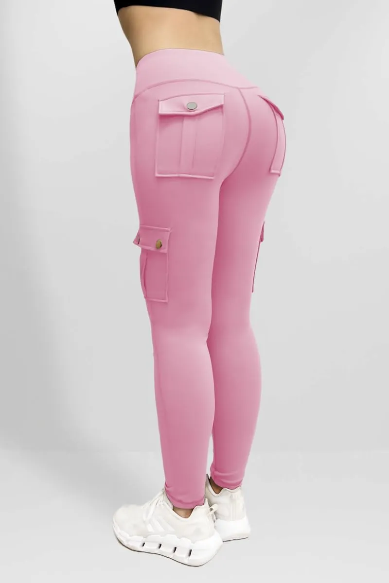 Kubbon Women's Yoga Leggings Butt Lifting Cargo Pants High Waist Tummy Control Workout Pants Lounge Trousers with Pockets