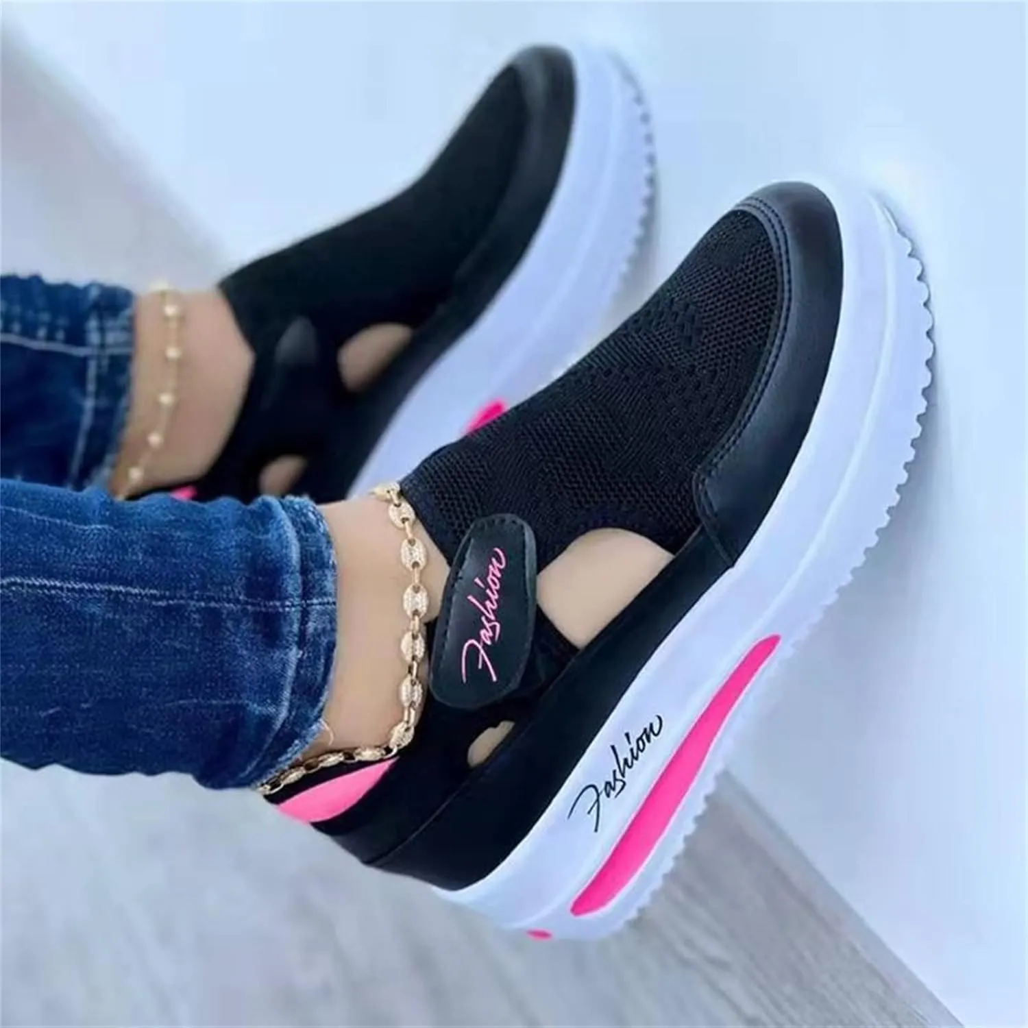 Ladmiple Shoes For Women Sneakers Slip Ons Lace Up Fashion Casual Summer Platform Leather Walking Shoes Flats Loafers