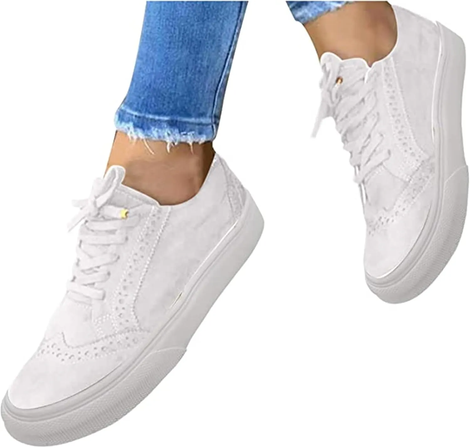 Ladmiple Shoes For Women Sneakers Slip Ons Walking Shoes Non Slip Lightweight Gym Fashion Lace Up Platform Flats Loafers