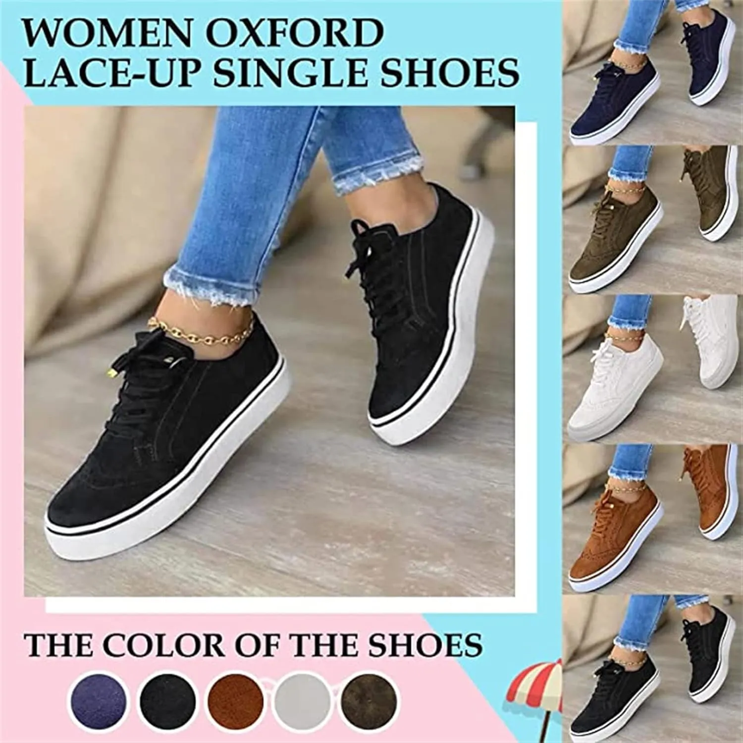 Ladmiple Shoes For Women Sneakers Slip Ons Walking Shoes Non Slip Lightweight Gym Fashion Lace Up Platform Flats Loafers