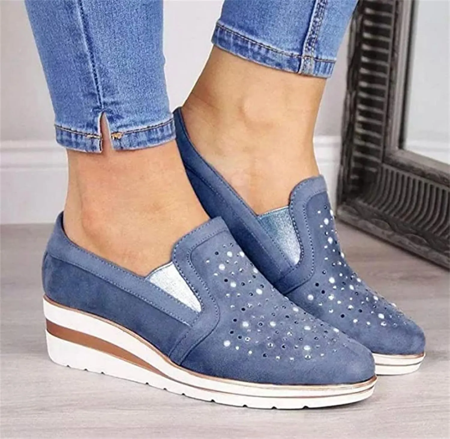 Ladmiple Shoes For Women Sneakers Trendy Casual Lace Up Dressy Summer Fashion Low Top Slip On Platform Walking Shoes