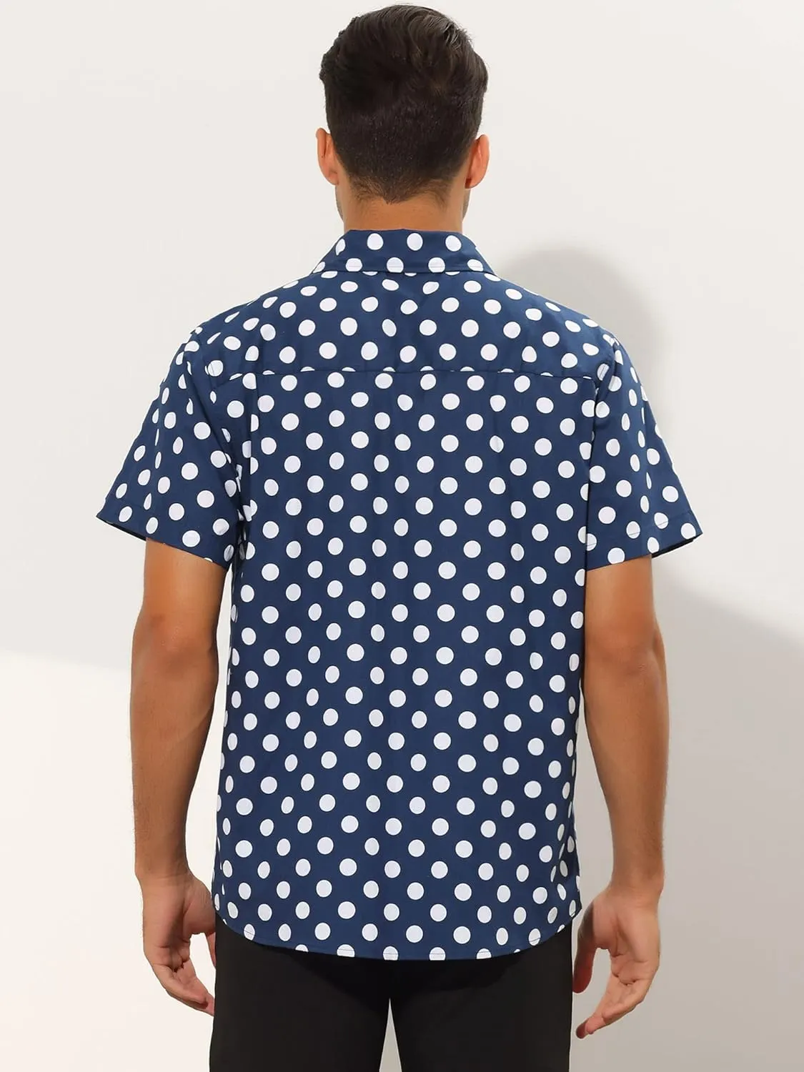 Lars Amadeus Polka Dots Dress Shirts for Men's Slim Fit Short Sleeves Button Summer Shirts
