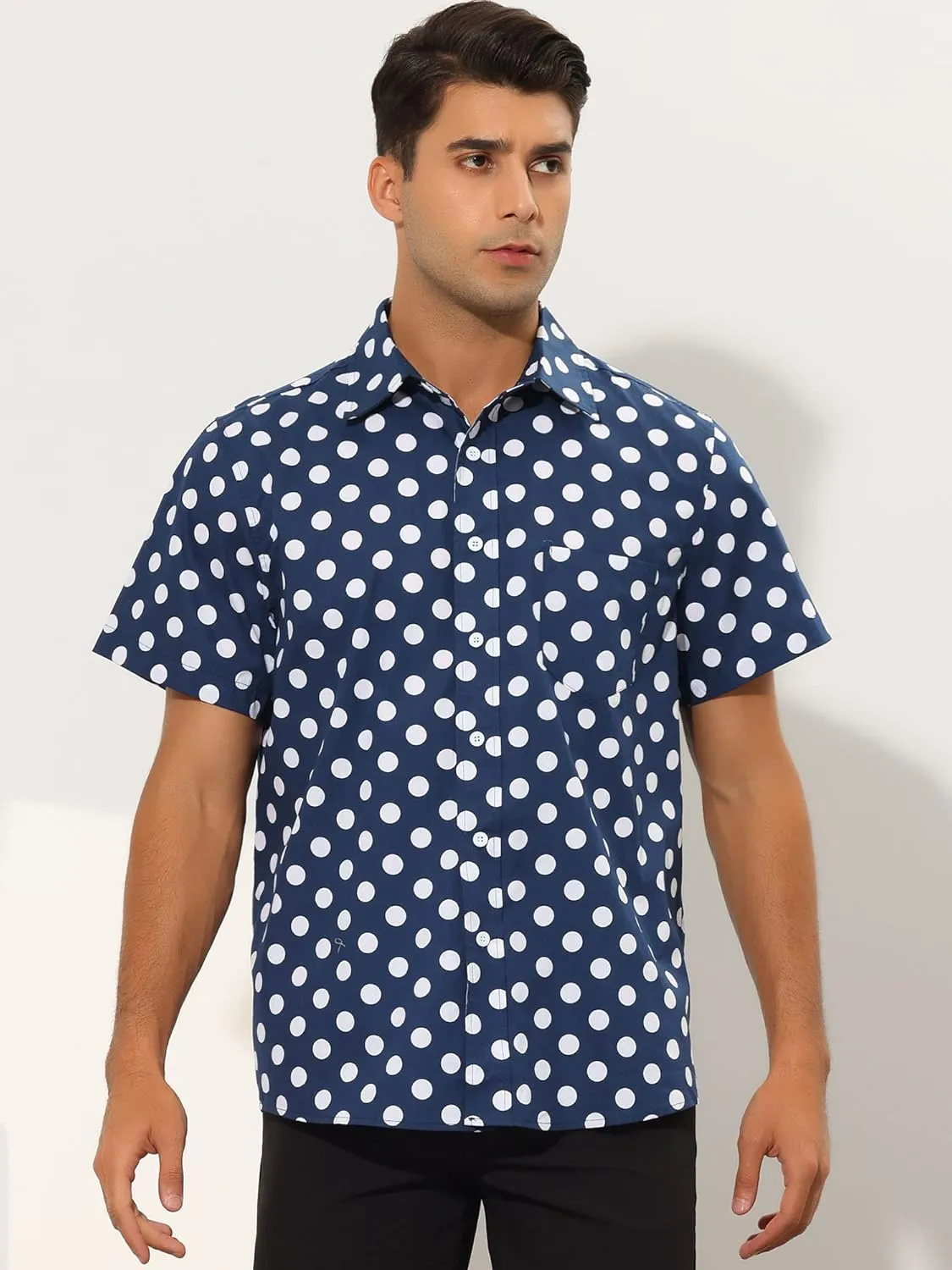 Lars Amadeus Polka Dots Dress Shirts for Men's Slim Fit Short Sleeves Button Summer Shirts