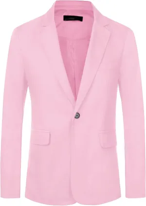 Lars Amadeus Solid Color Business Blazer for Men's One Button Notched Lapel Sports Coat Suit Jackets