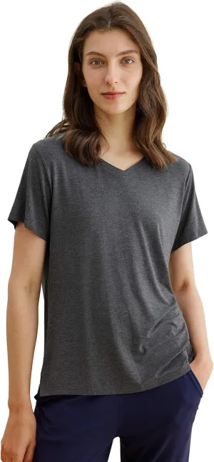 Latuza Women's Viscose Sleep T-Shirt V-Neck Pajamas Top