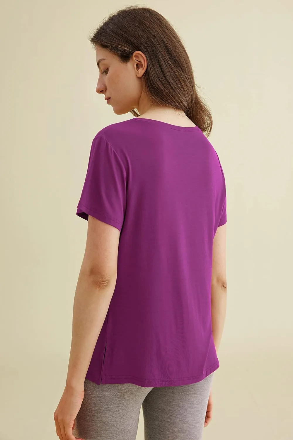 Latuza Women's Viscose Sleep T-Shirt V-Neck Pajamas Top