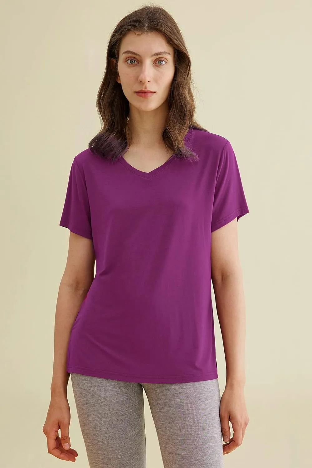 Latuza Women's Viscose Sleep T-Shirt V-Neck Pajamas Top