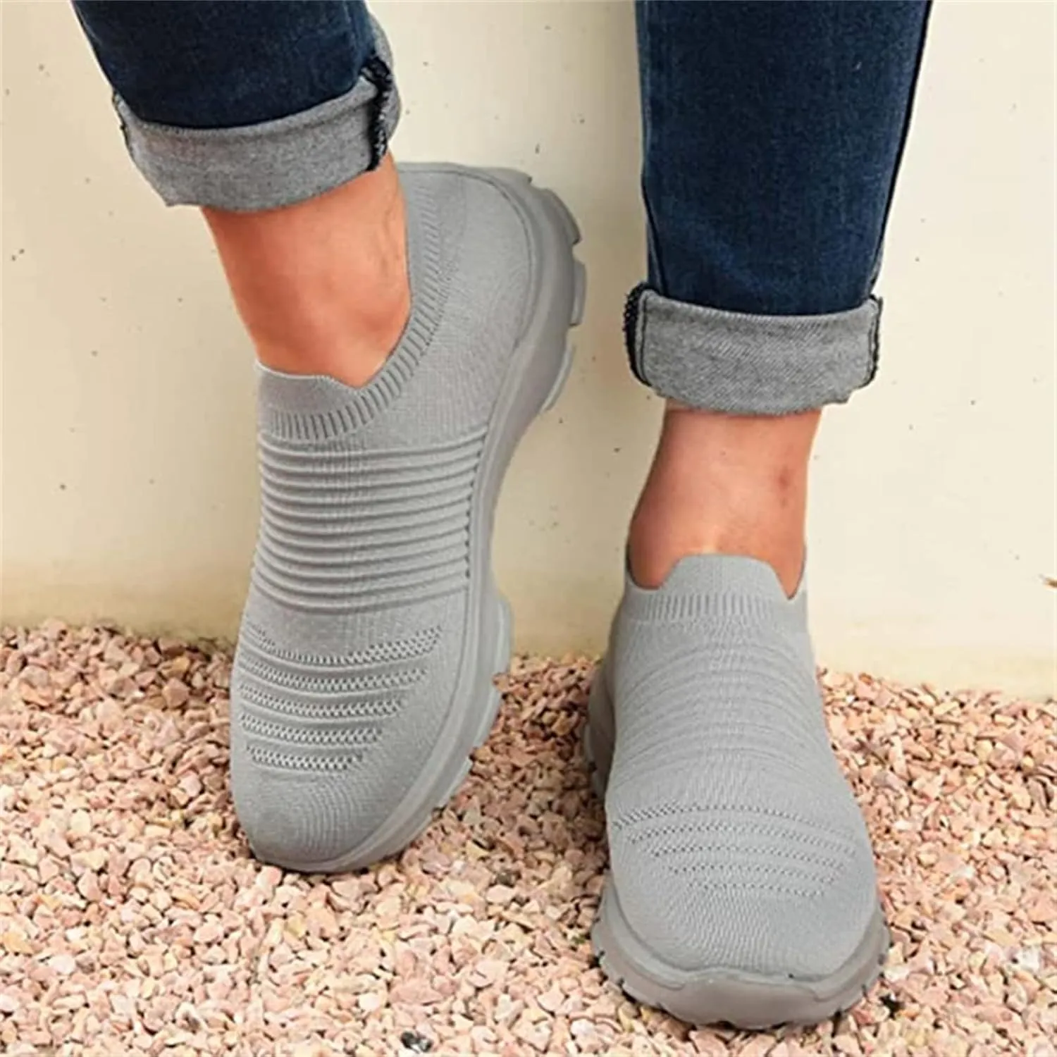 Lausiuoe Sneakers For Women Slip On Arch Support Sneakers Fashion Comfortable Non-Slip Gym Sports Running Walking Shoes