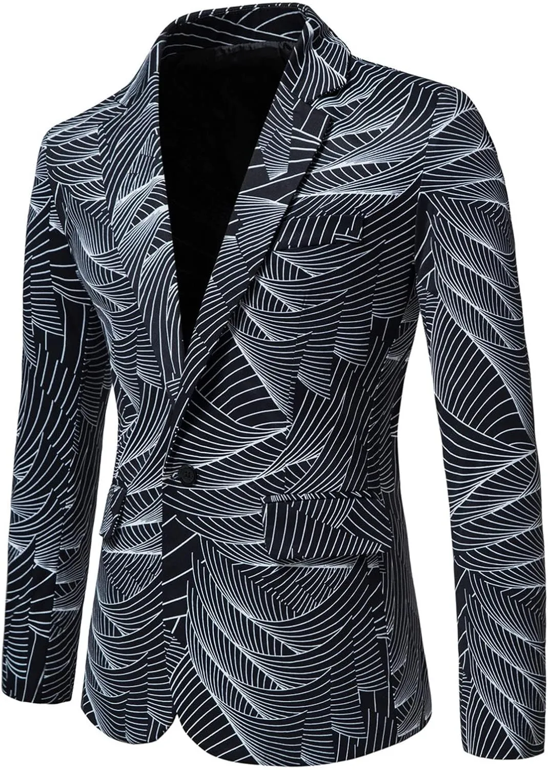 LCMTWX Blazers for Men Men's Winter Jacket Coats Casual Striped Printing Jacket Light Business One-button Ski Racing Suit