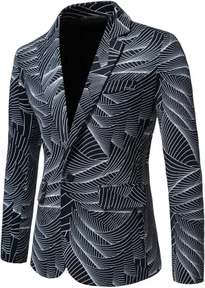 LCMTWX Blazers for Men Men's Winter Jacket Coats Casual Striped Printing Jacket Light Business One-button Ski Racing Suit