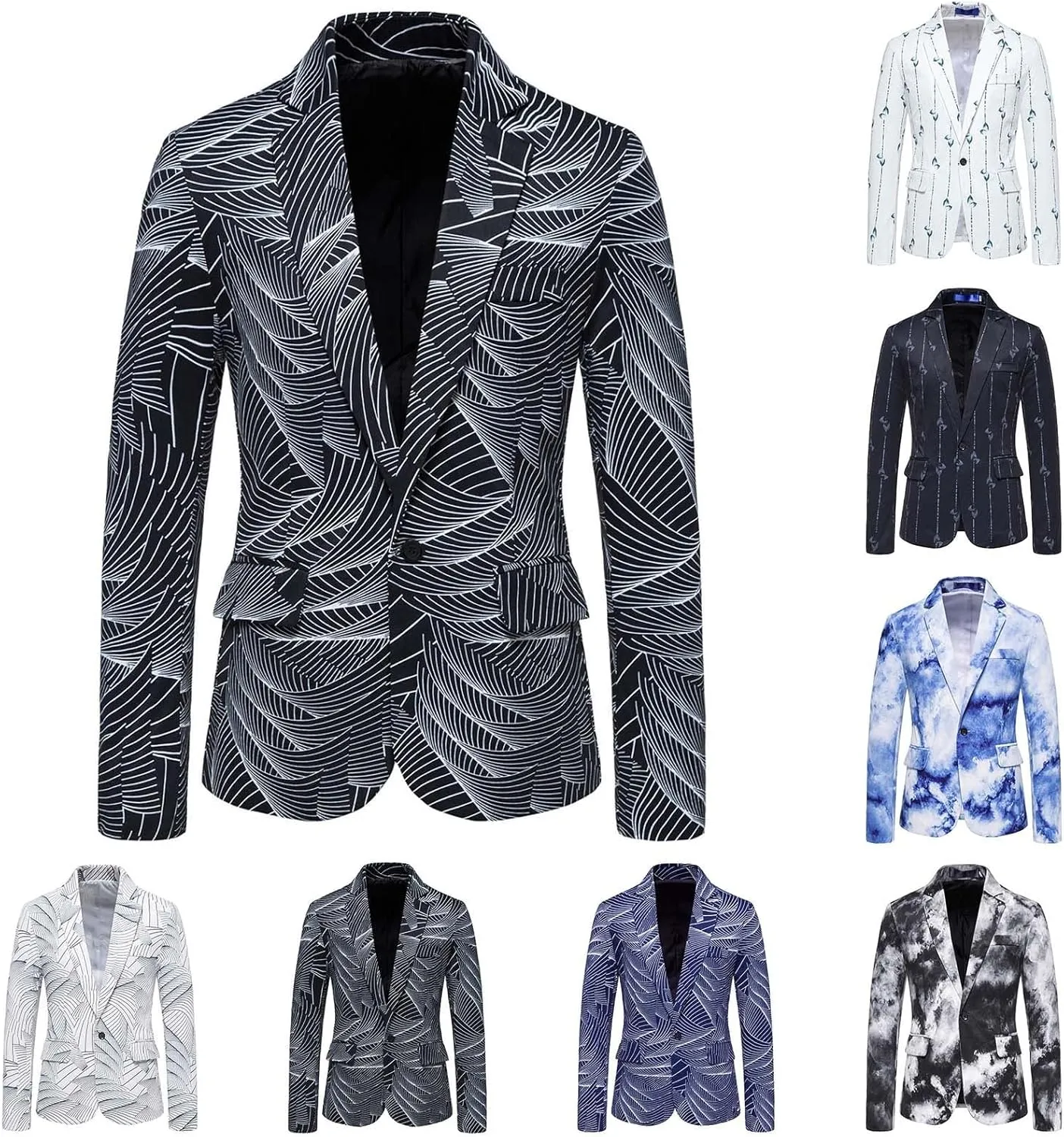 LCMTWX Blazers for Men Men's Winter Jacket Coats Casual Striped Printing Jacket Light Business One-button Ski Racing Suit