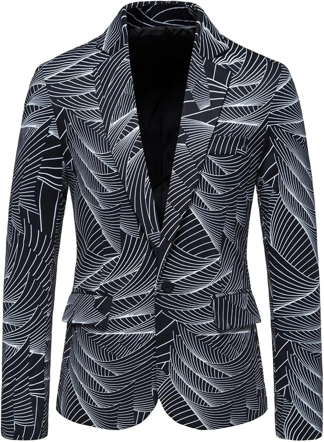 LCMTWX Blazers for Men Men's Winter Jacket Coats Casual Striped Printing Jacket Light Business One-button Ski Racing Suit