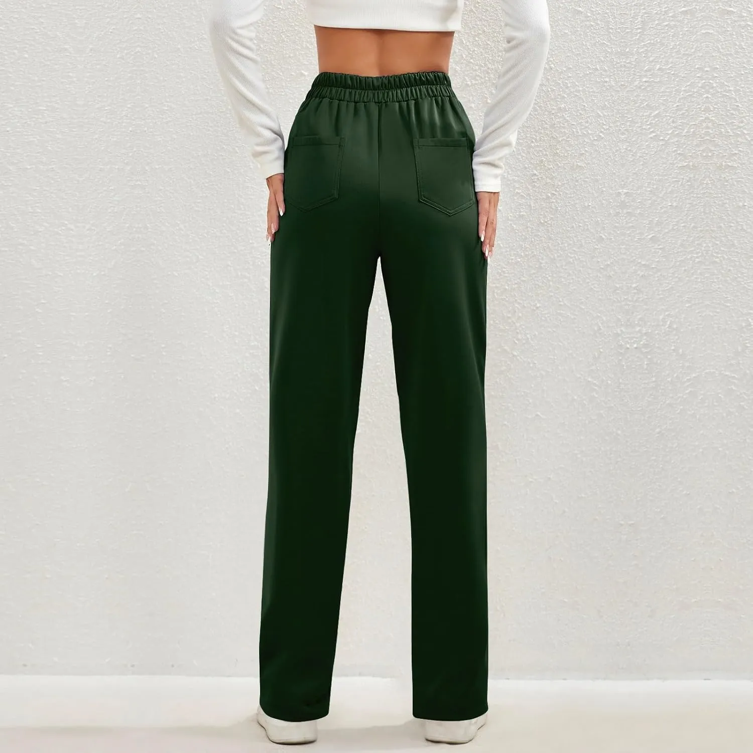 lcyhony Wide Leg Dress Pants for Women High Waisted Buttons Business Casual Pants Y2k Baggy Comfy Trousers Pants with Pockets
