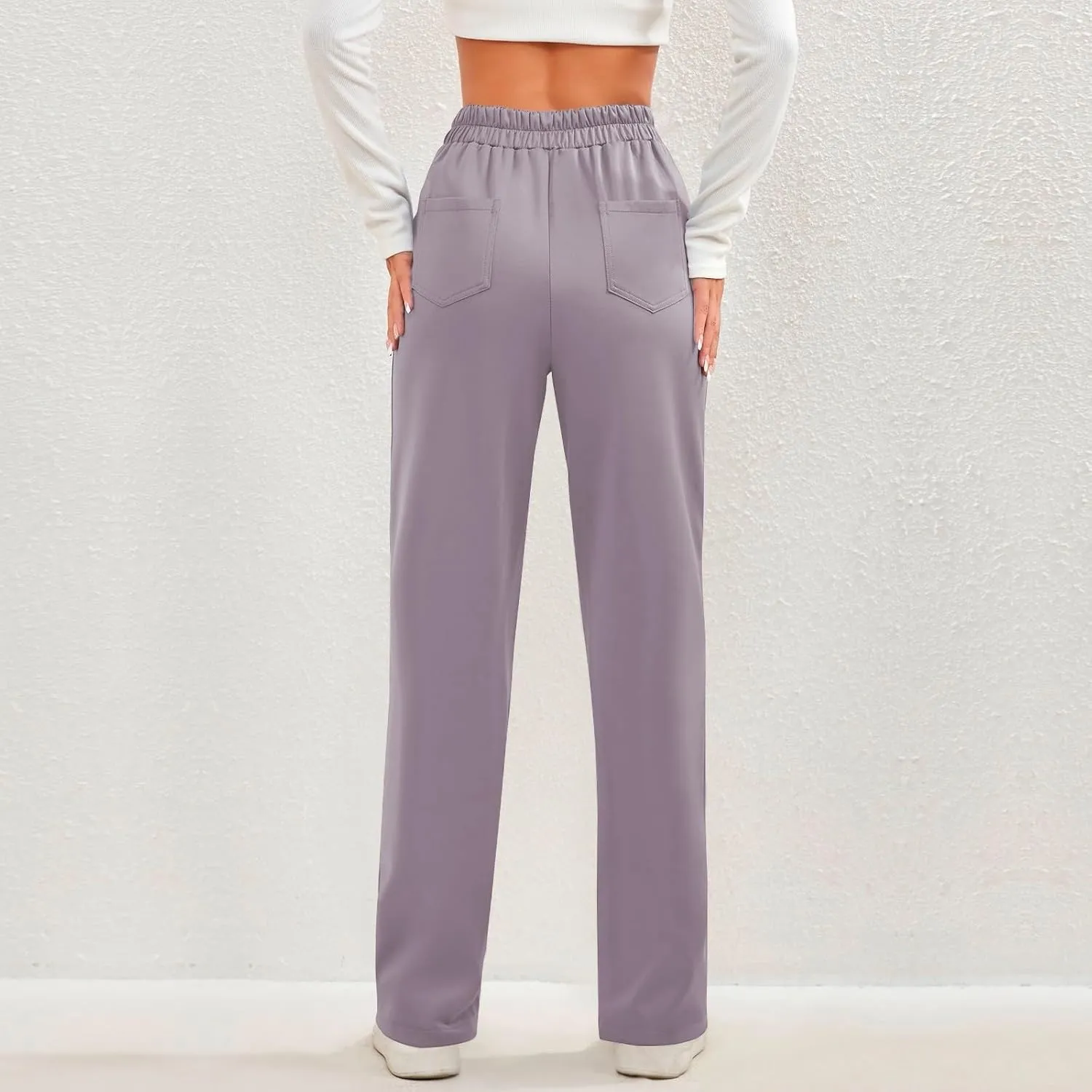 lcyhony Wide Leg Dress Pants for Women High Waisted Buttons Business Casual Pants Y2k Baggy Comfy Trousers Pants with Pockets