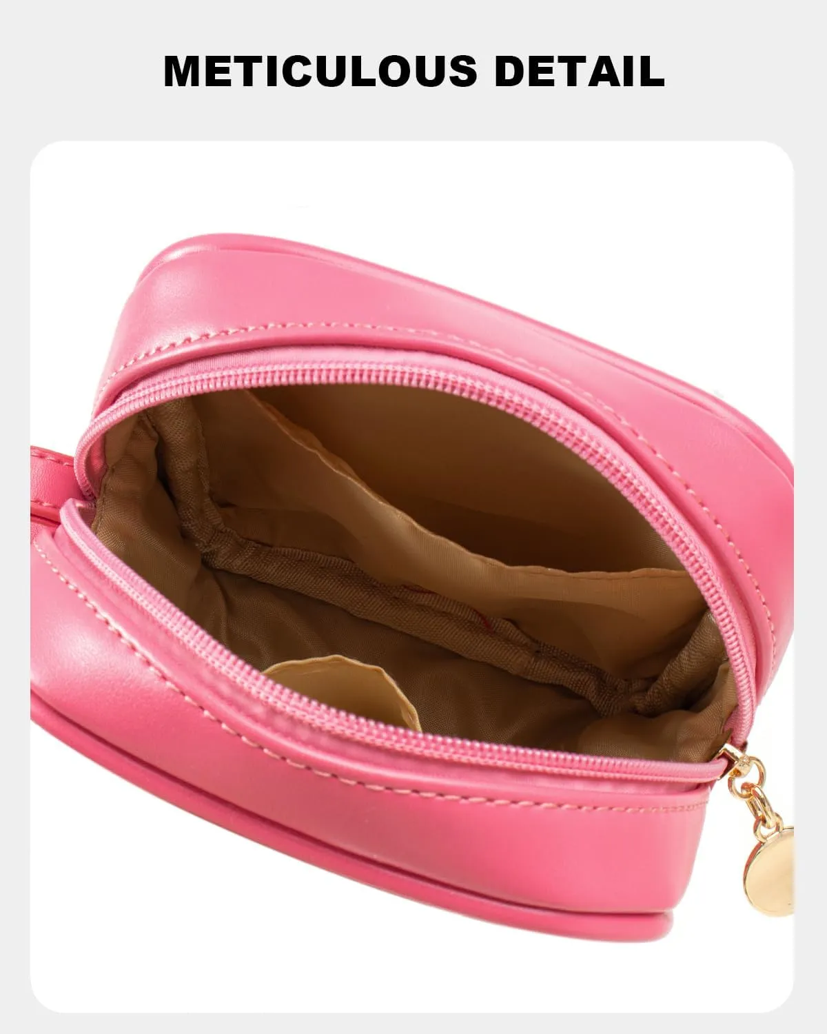 LETGO Small Makeup Bag for Purse Mini Make up Bag Cute Cosmetic Bag Pouch for Women with Slip-in Pockets Travel Toiletry Essentials Leather Bags Pink Car Accessories for Girls((D-Rose, Mini)