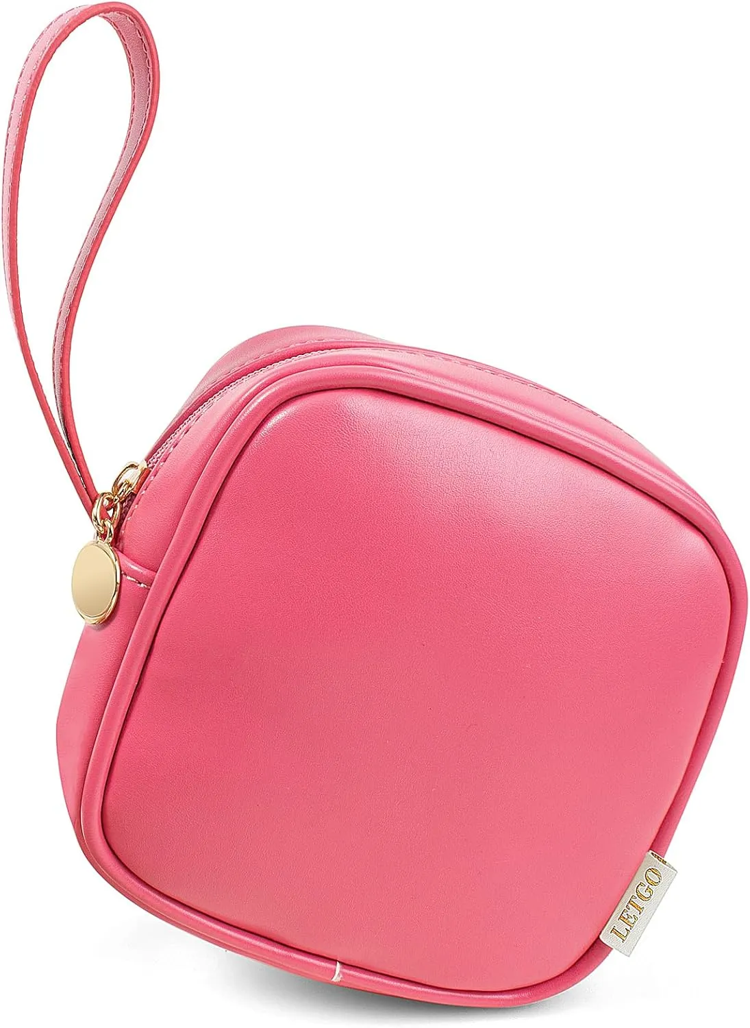 LETGO Small Makeup Bag for Purse Mini Make up Bag Cute Cosmetic Bag Pouch for Women with Slip-in Pockets Travel Toiletry Essentials Leather Bags Pink Car Accessories for Girls((D-Rose, Mini)