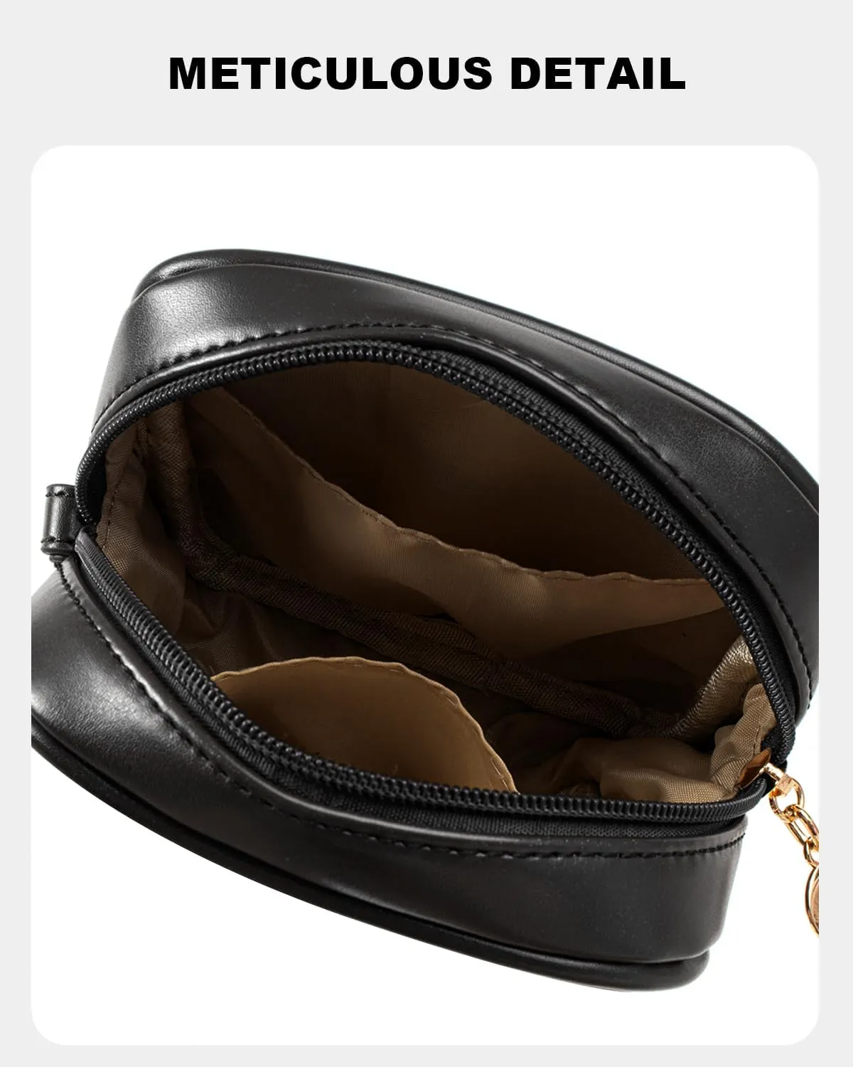 LETGO Small Makeup Bag for Purse Mini Make up Bag Cute Cosmetic Bag Pouch for Women with Slip-in Pockets Travel Toiletry Essentials Valentines Day Gifts for Him(D-Black, Mini)