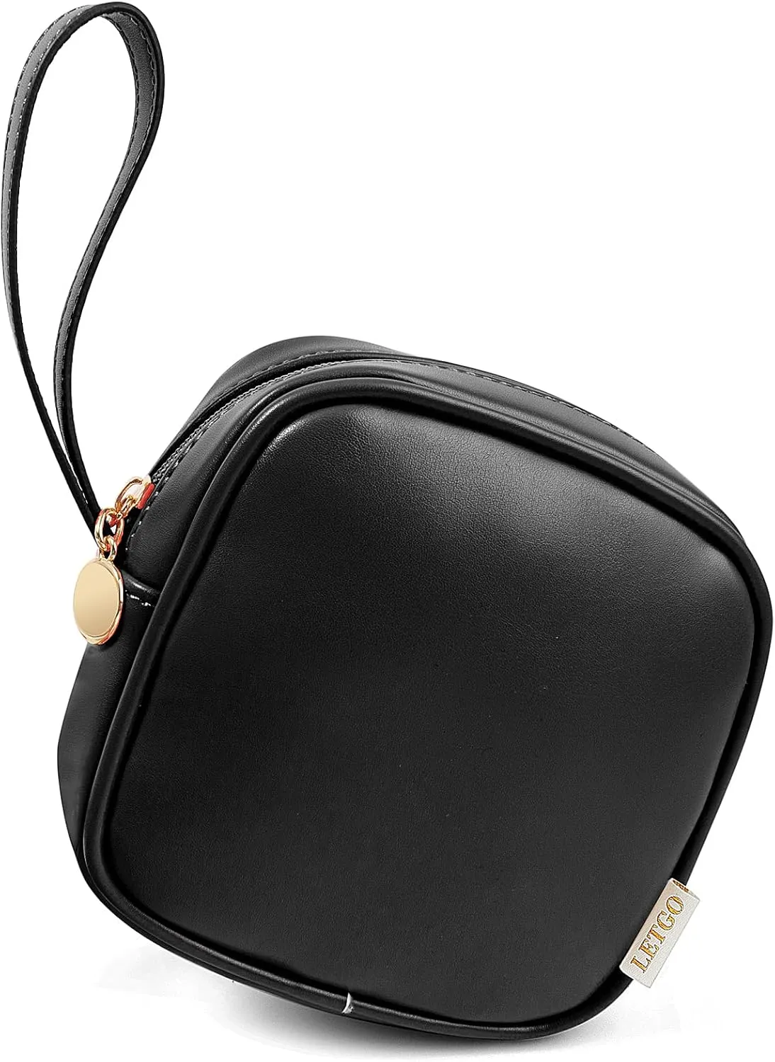 LETGO Small Makeup Bag for Purse Mini Make up Bag Cute Cosmetic Bag Pouch for Women with Slip-in Pockets Travel Toiletry Essentials Valentines Day Gifts for Him(D-Black, Mini)
