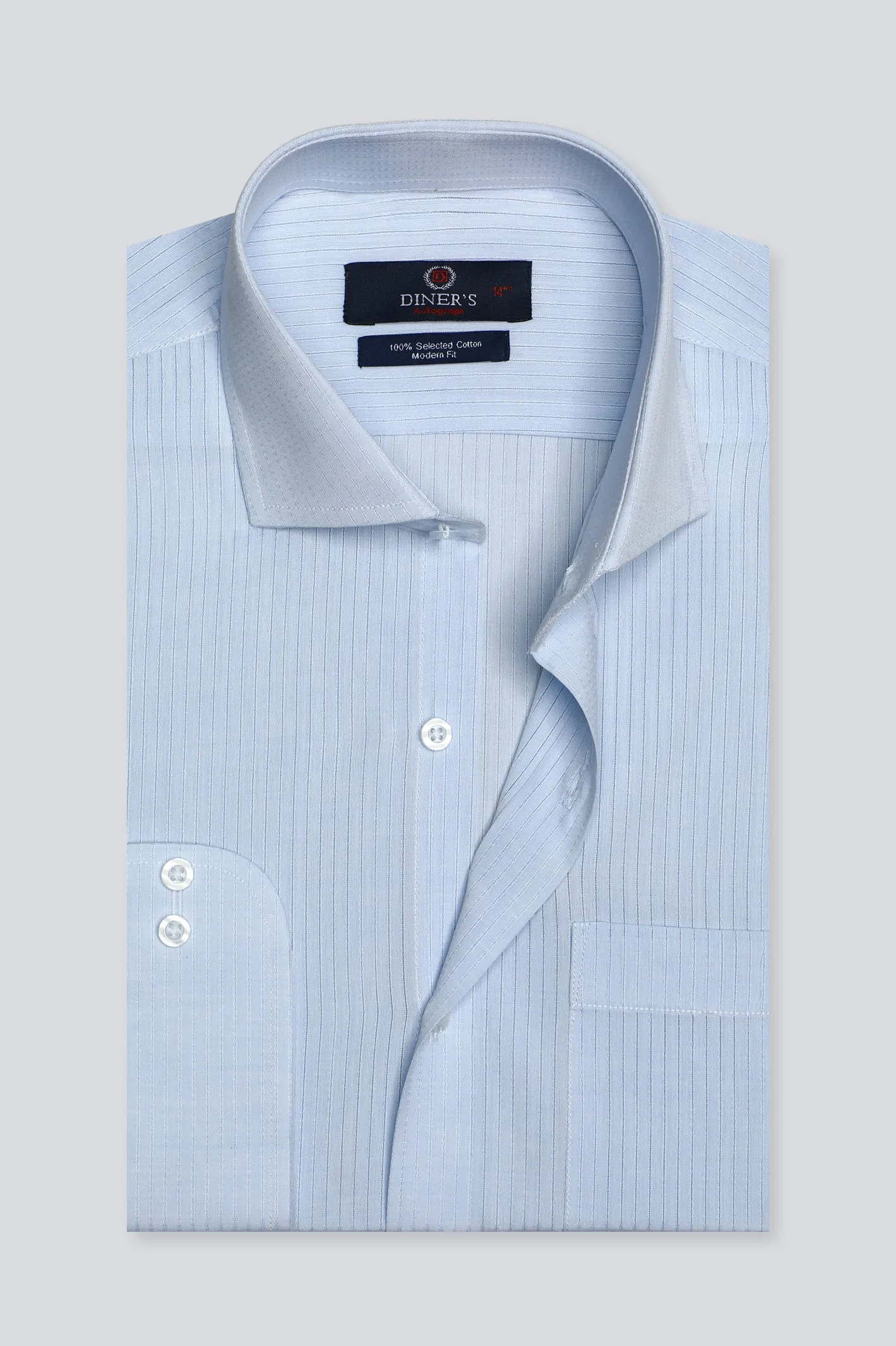Light Blue Pinstripe Formal Autograph Shirt