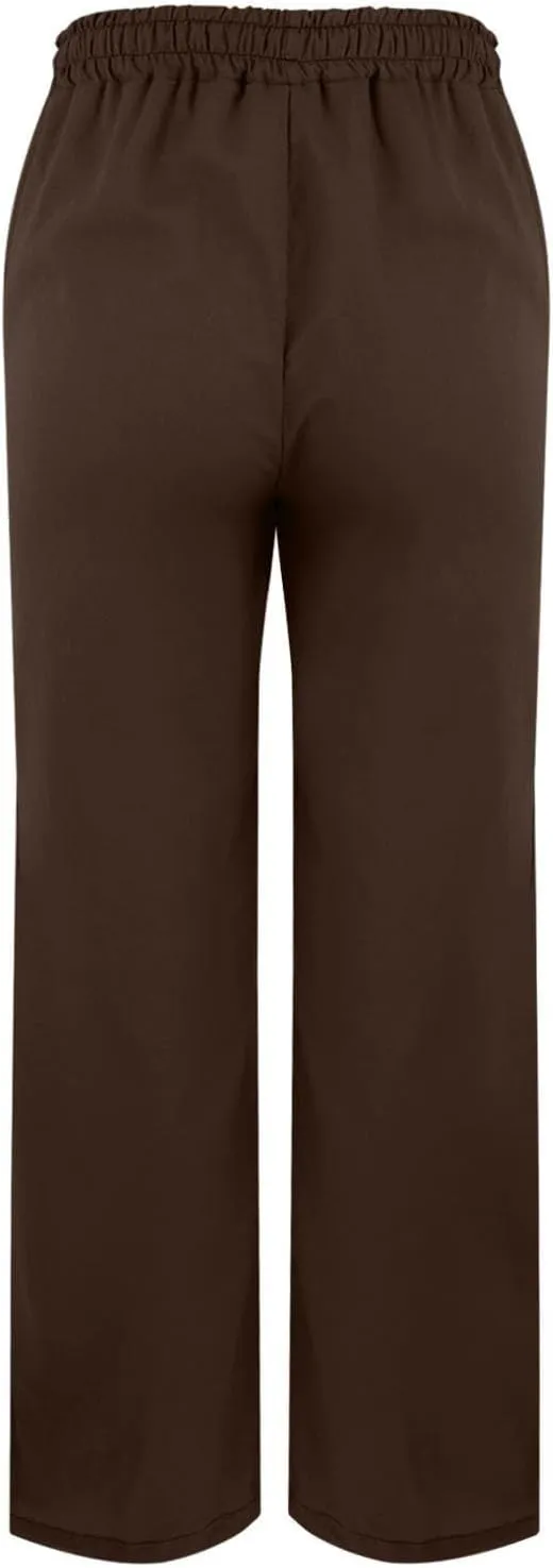 Linen Pants Women Summer Elastic Waist Pants Straight Leg Pants Lounge Beach Trousers with Pockets