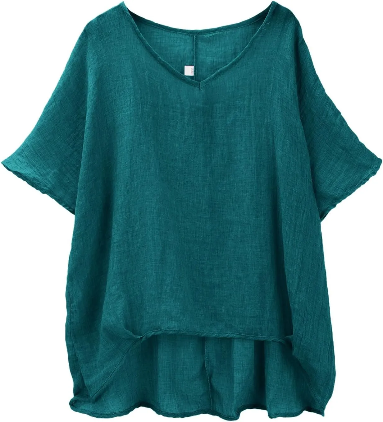 Linen Shirts for Women Summer 2025 Trendy Plus Size Crewneck Short Sleeve Cute Tops Casual Loose Fit Comfy Blouses
