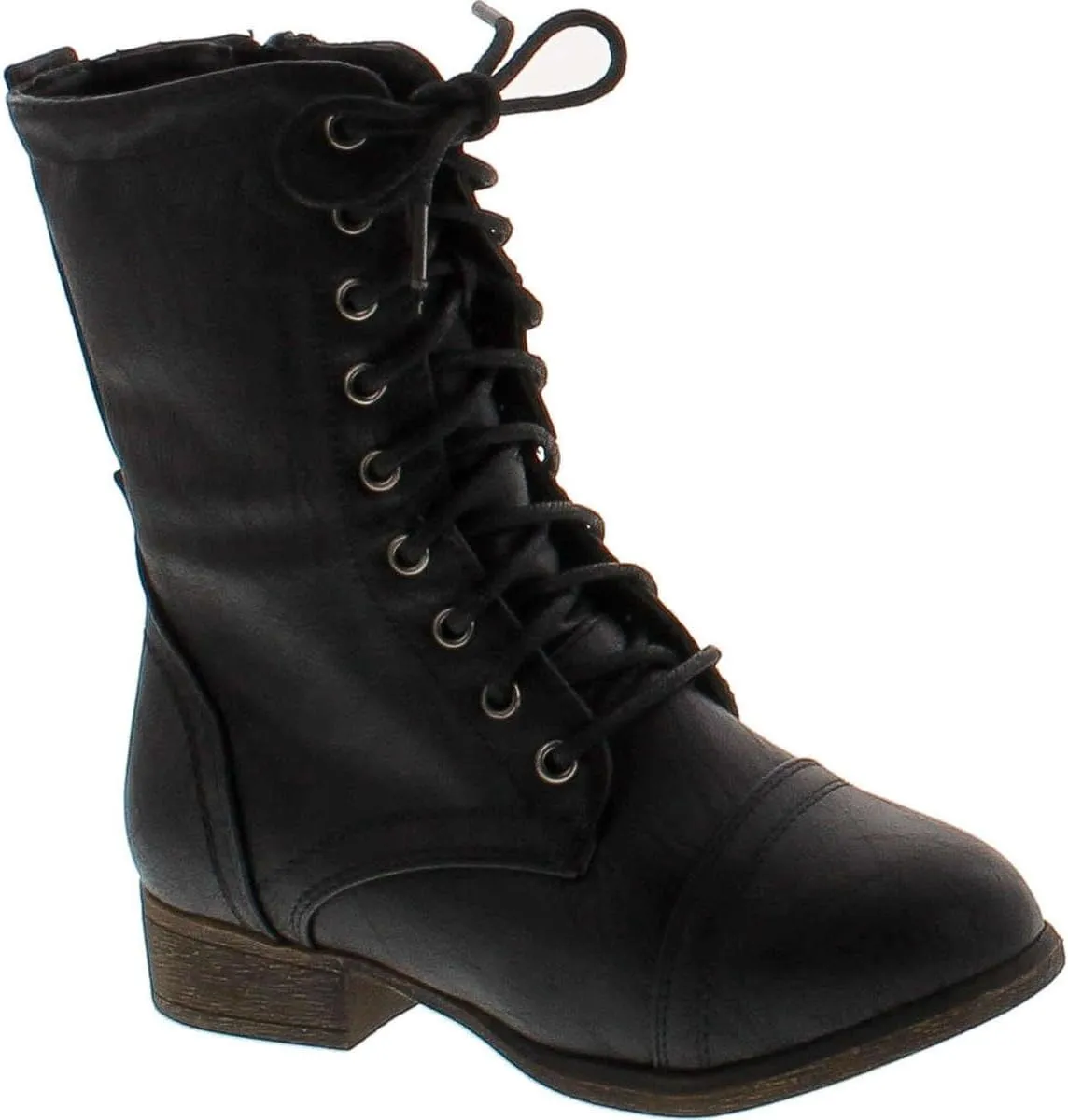 Link Beyonce-62K Children Girl's Comfort Lace Up Mid Calf Combat Boots