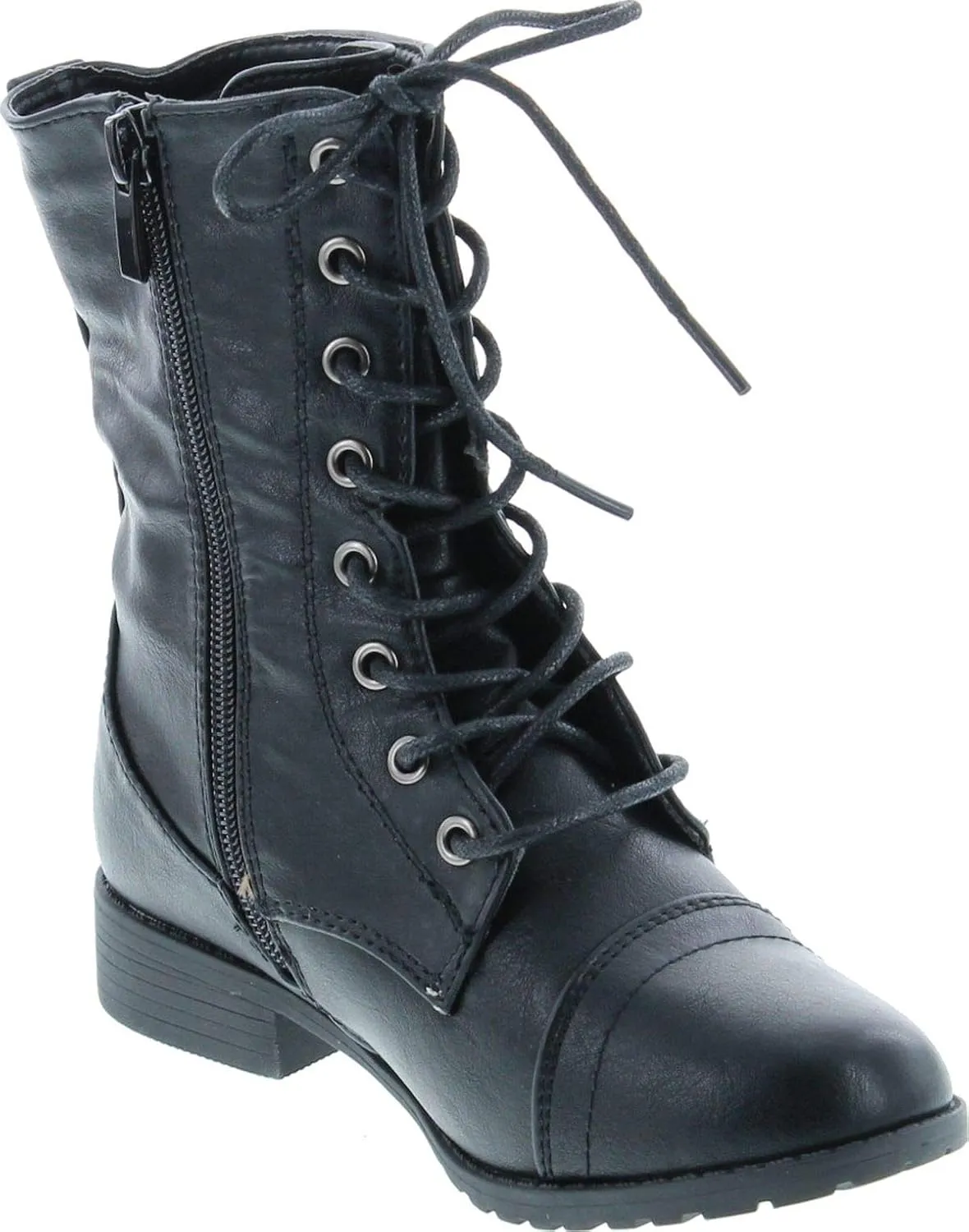 Link Beyonce-62K Children Girl's Comfort Lace Up Mid Calf Combat Boots
