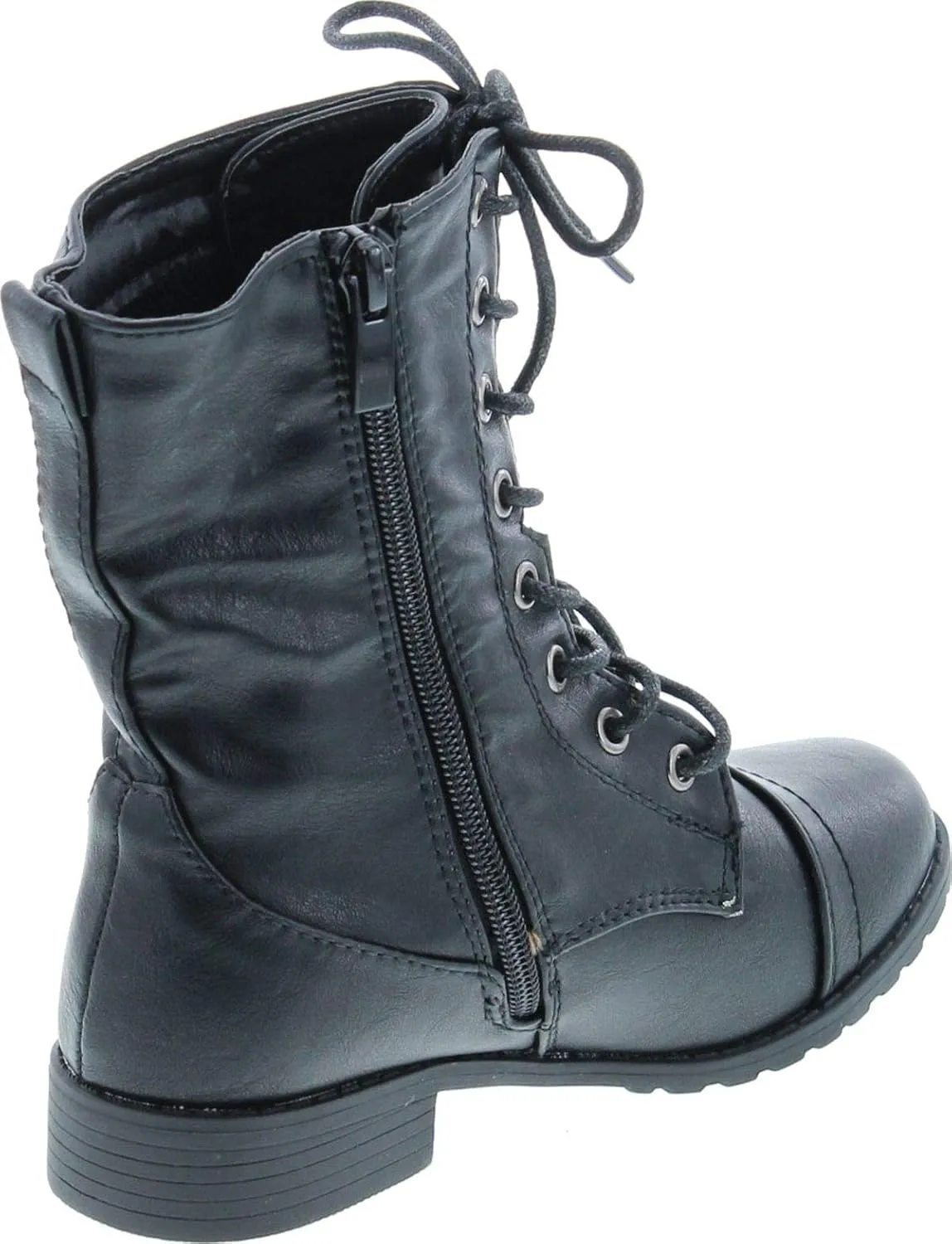 Link Beyonce-62K Children Girl's Comfort Lace Up Mid Calf Combat Boots