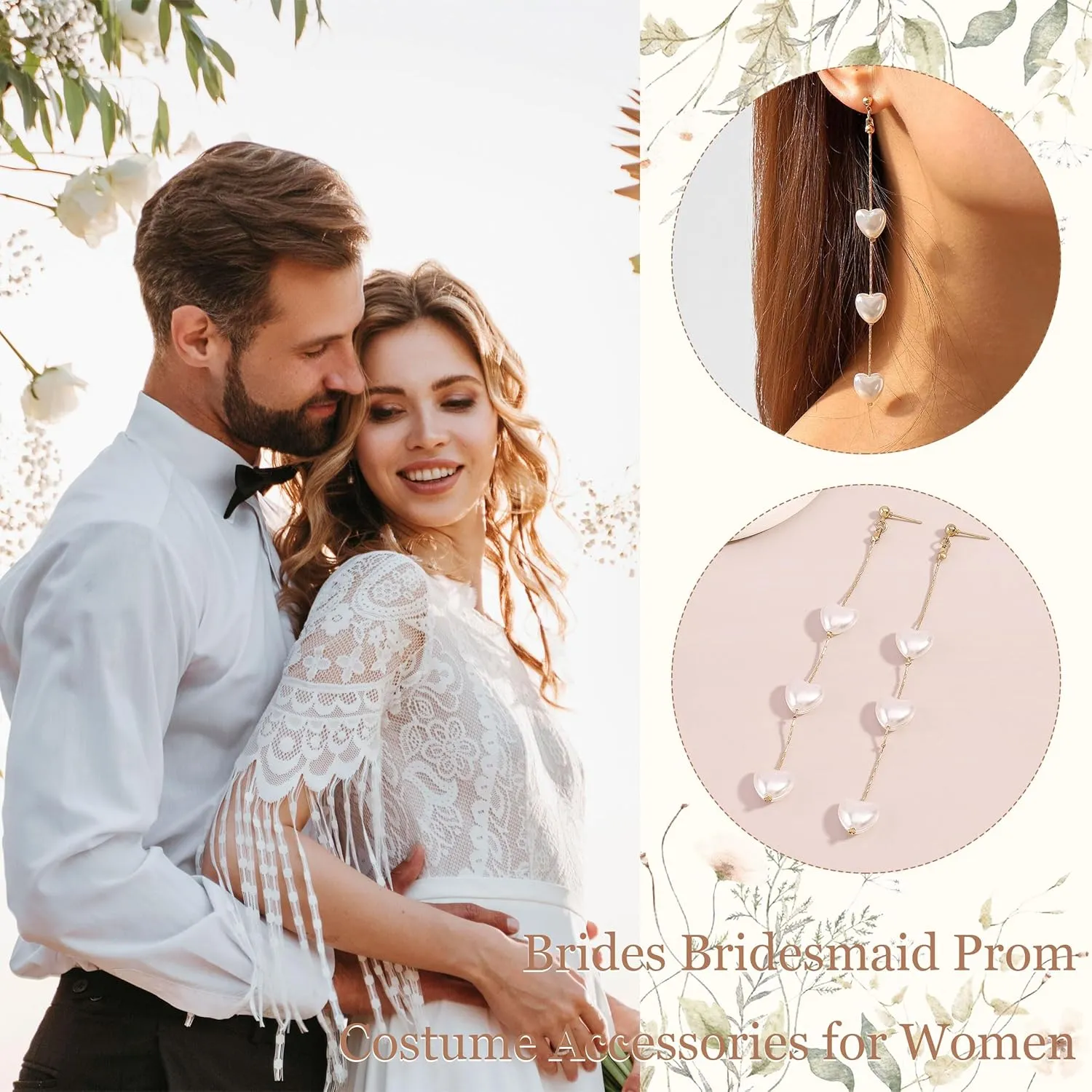 Long Pearl Earrings for Women Trendy Pearl Dangle Earrings Hypoallergenic Elegant Wedding Pearl Tassel Earrings for Bridal Prom Jewelry Gifts