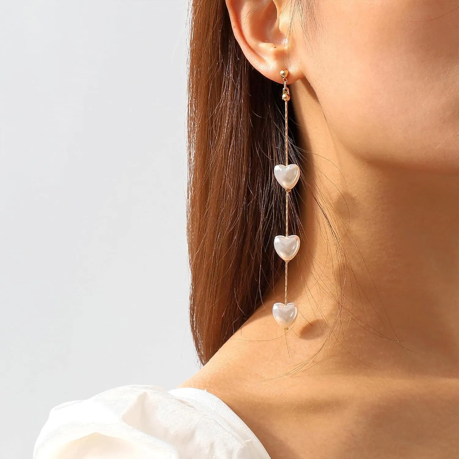 Long Pearl Earrings for Women Trendy Pearl Dangle Earrings Hypoallergenic Elegant Wedding Pearl Tassel Earrings for Bridal Prom Jewelry Gifts
