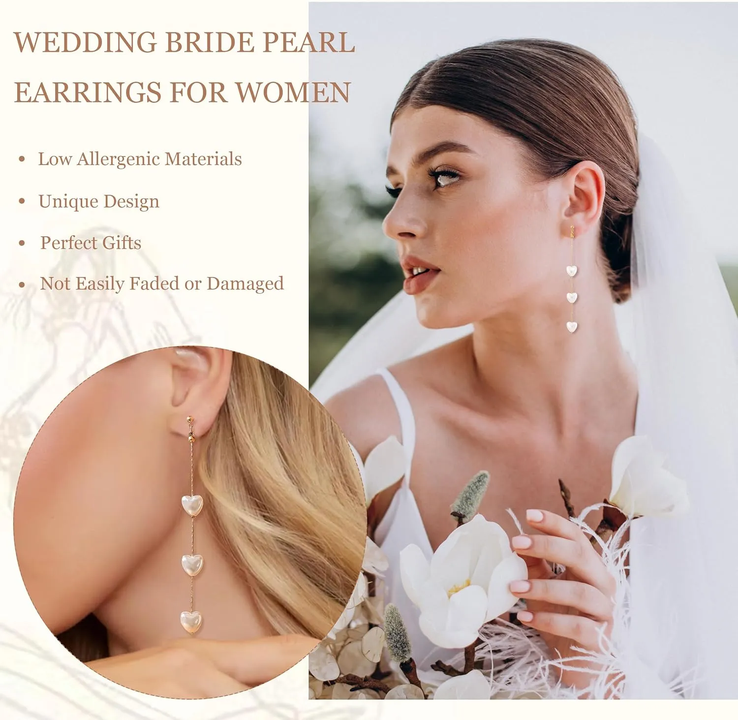 Long Pearl Earrings for Women Trendy Pearl Dangle Earrings Hypoallergenic Elegant Wedding Pearl Tassel Earrings for Bridal Prom Jewelry Gifts