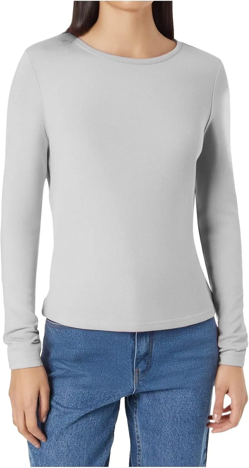 Long Sleeve Shirts for Women Petite Casual Basic Going Out Tops Workout Slim Fit Y2K Tops Crew Neck Tight T Shirts