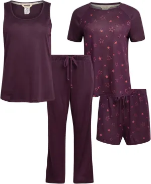 Lucky Brand 4-Piece Lounge Pajamas Sets For Women - Buttery Soft Top, Tank Top, Shorts and Pants