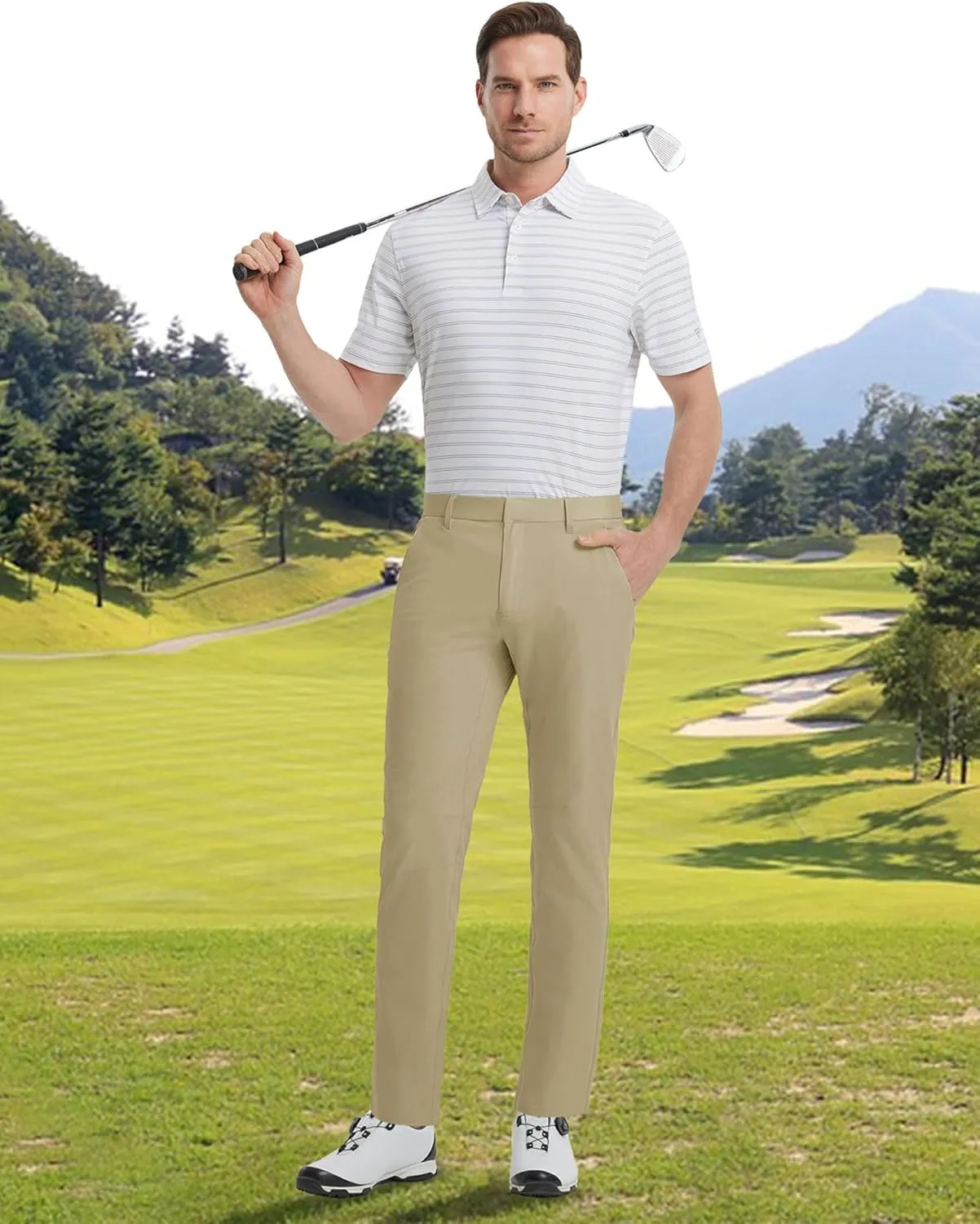 M MAELREG Golf Pants Men Stretch Lightweight 5 Pockets - 30"/32"/34" Water-Resistant Casual Trousers Mens Dress Pants