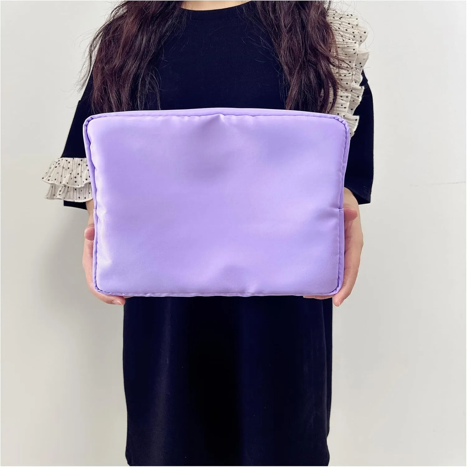 Makeup Bag, Chenille Letter Bag,Nylon Cosmetic Zipper Pouch Bag, Travel Toiletry Storage Bag Pouch,Makeup Organizer,Preppy Makeup Bags Mini,Small,.Large for Women