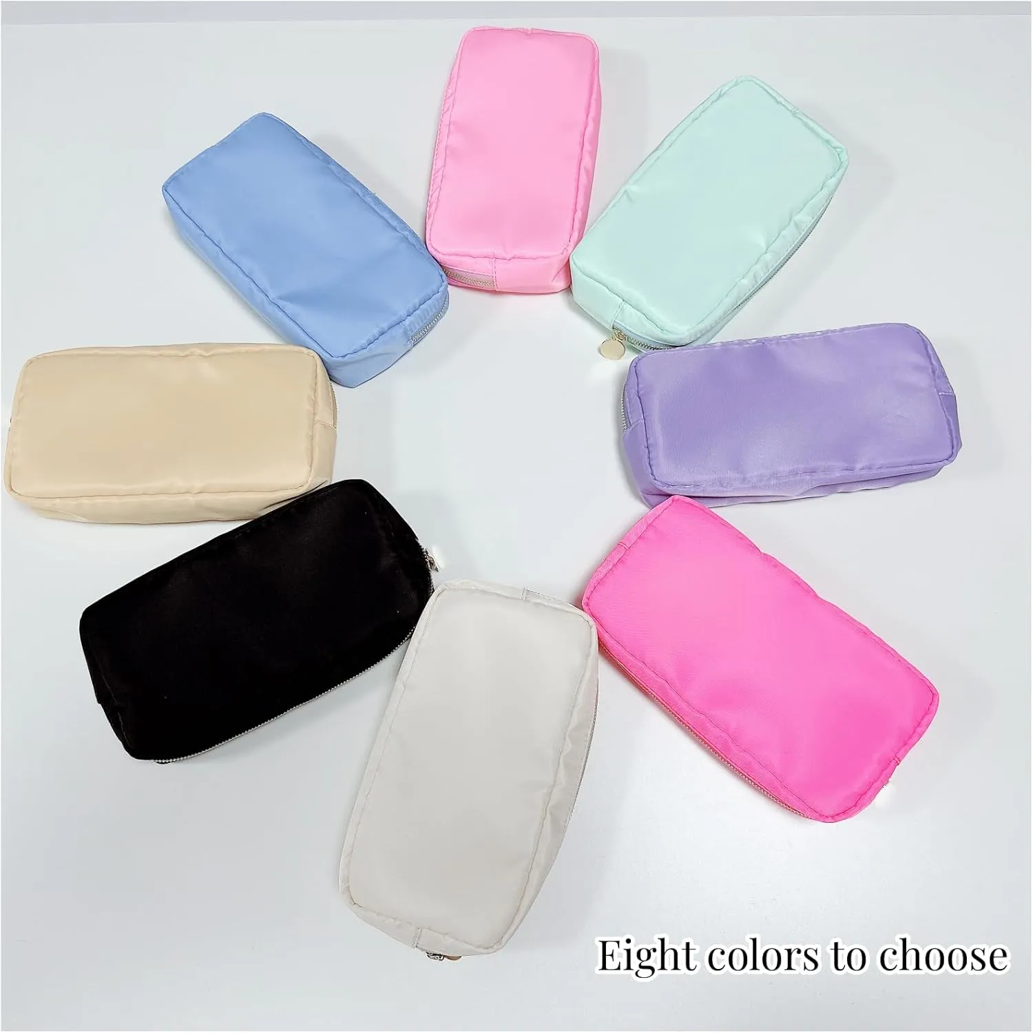 Makeup Bag, Chenille Letter Bag,Nylon Cosmetic Zipper Pouch Bag, Travel Toiletry Storage Bag Pouch,Makeup Organizer,Preppy Makeup Bags Mini,Small,.Large for Women