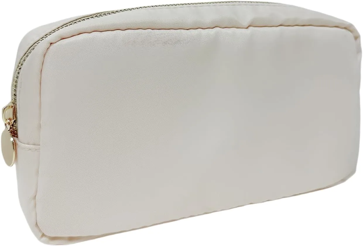 Makeup Bag, Chenille Letter Bag,Nylon Cosmetic Zipper Pouch Bag, Travel Toiletry Storage Bag Pouch,Makeup Organizer,Preppy Makeup Bags Mini,Small,.Large for Women