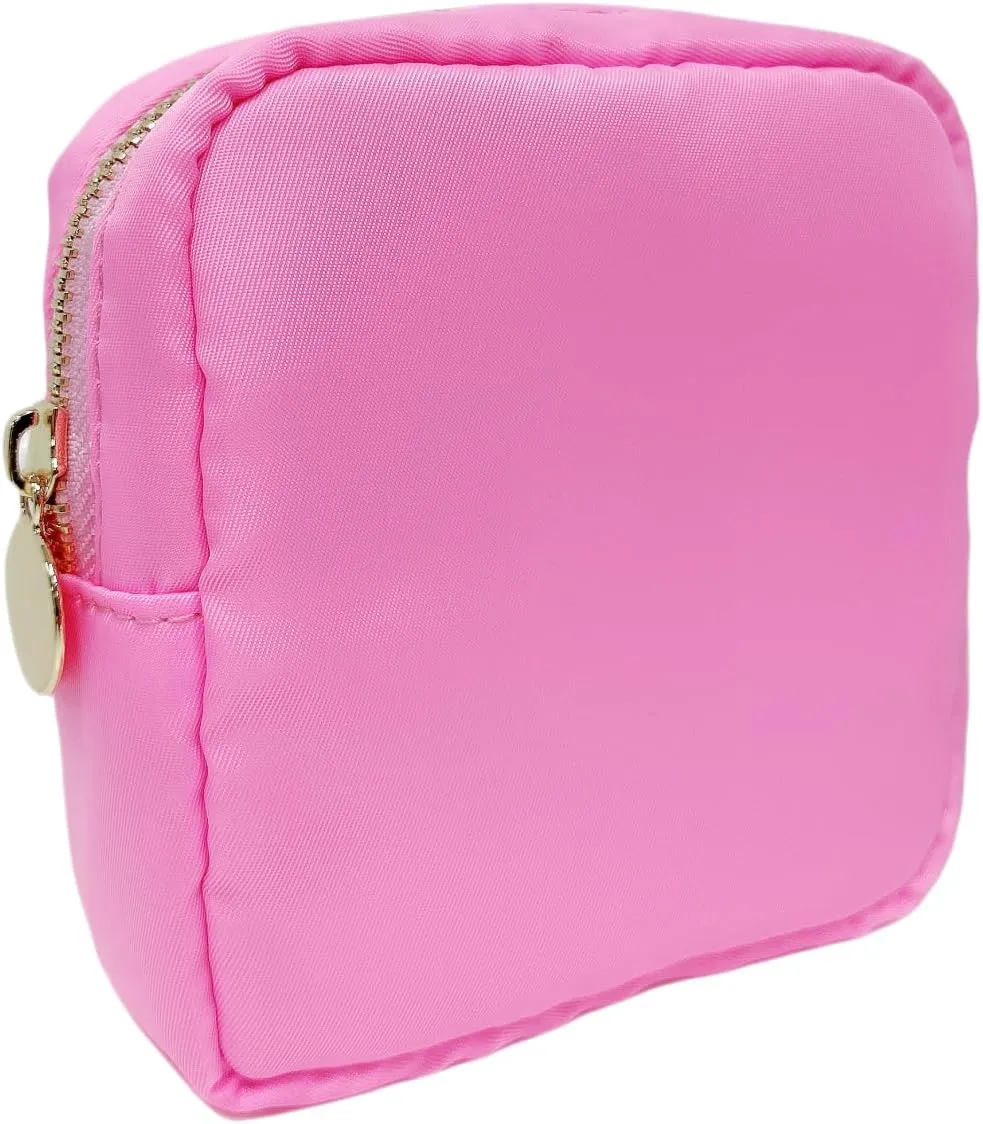 Makeup Bag, Chenille Letter Bag,Nylon Cosmetic Zipper Pouch Bag, Travel Toiletry Storage Bag Pouch,Makeup Organizer,Preppy Makeup Bags Mini,Small,.Large for Women
