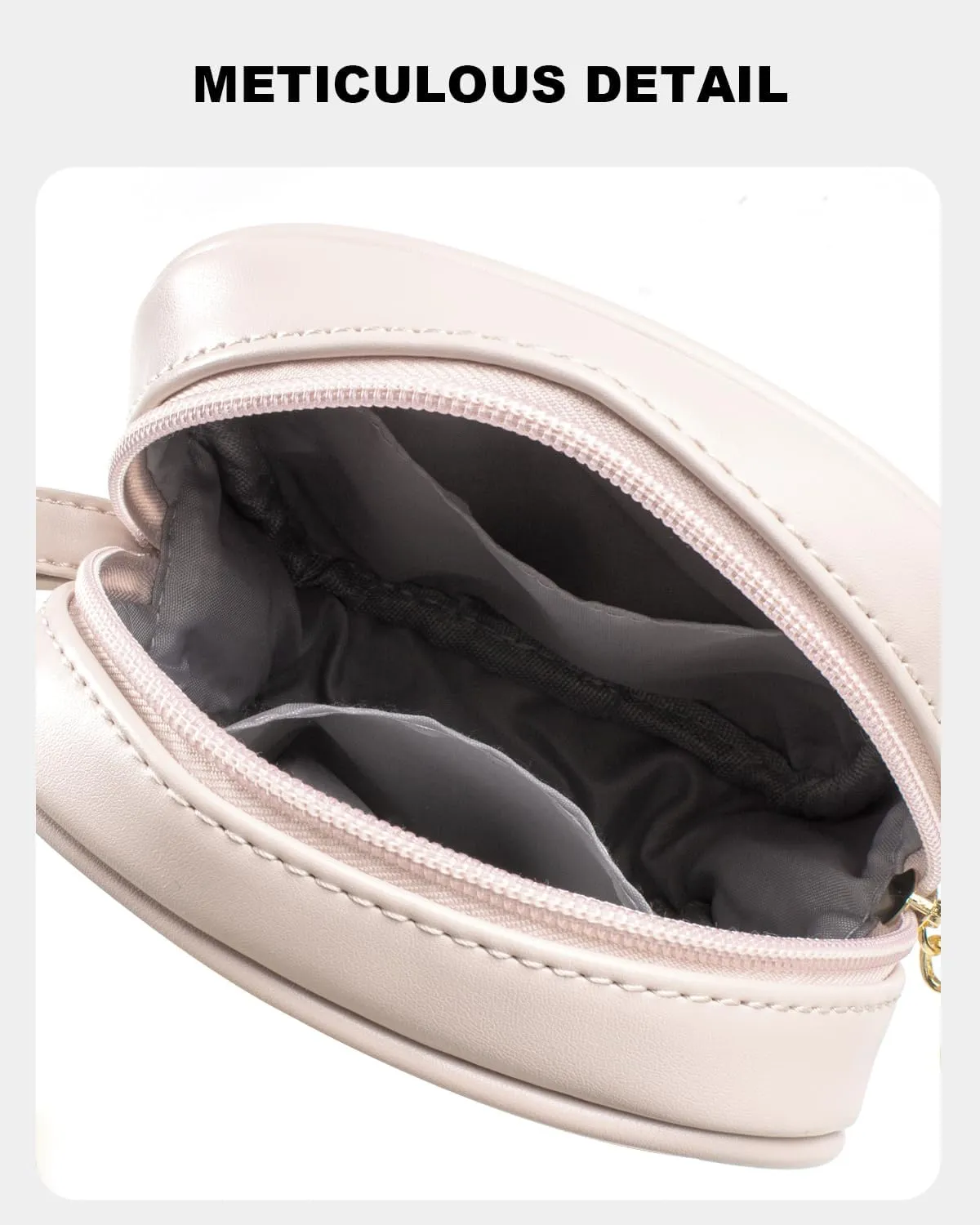 Makeup Bag Travel Cosmetic Bag, Toiletry Bag, Cute Makeup Organizer, Leather Zipper Pouch Purse Storage Bag Cosmetics Organizer, Cute Womens Make Up Bag for Purse, Mini Makeup Bags(D-White, Mini)