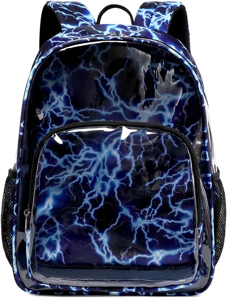 Meisohua Clear Backpack for School Lightning Clear Backpack for Kids Teens Heavy Duty Clear Bookbag Transparent See Through Backpack for Boys College Sports Travel Security Check