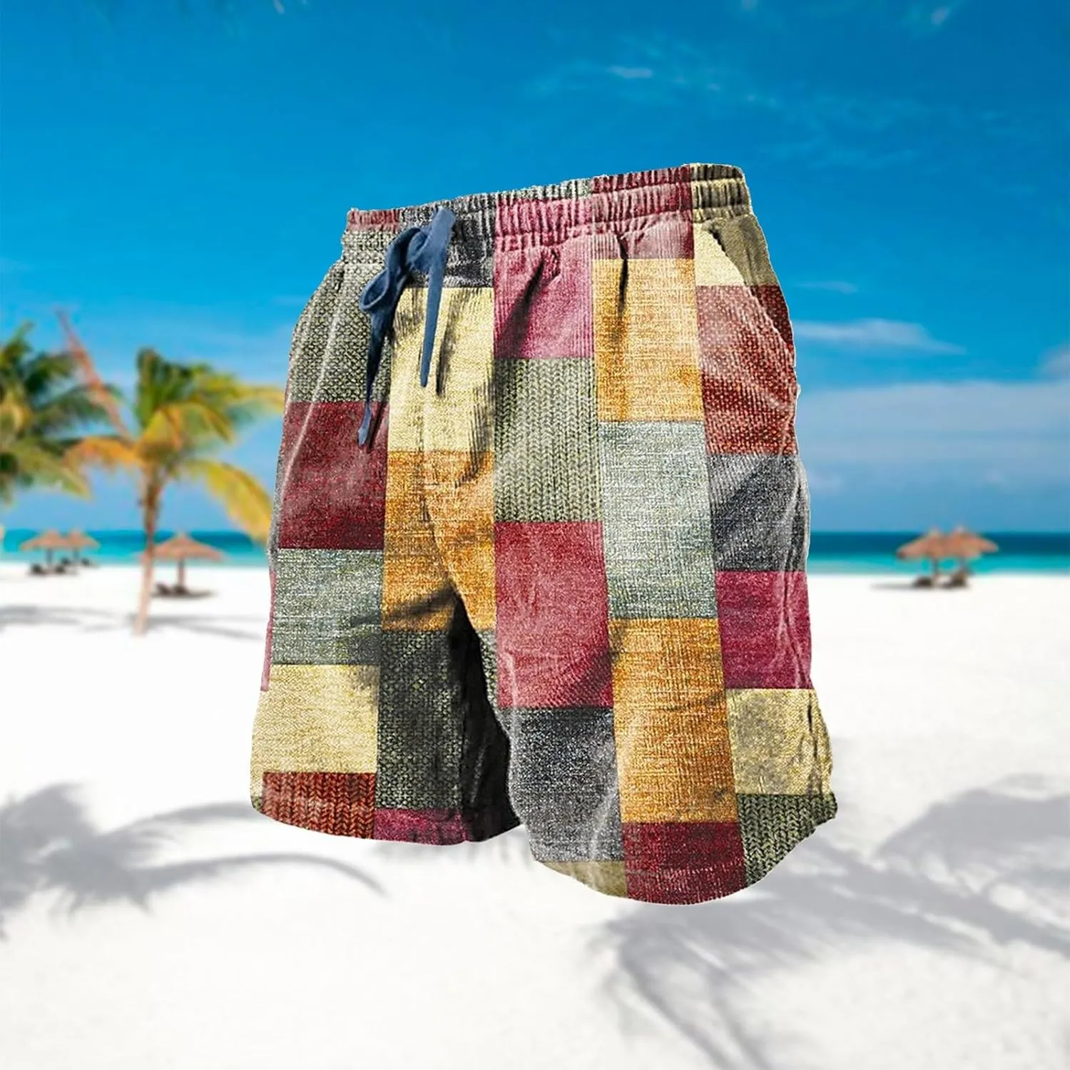 Men Casual Linen Shorts Fitness Sports Plus Size Five Quick Drying Beach Pants Shorts Khaki Men's Shorts Swim for