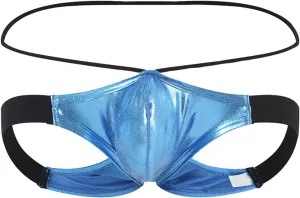 Men T Shaped Pants Leather Double Open Cut Underwear Color Matching Mesh Low Waisted Daily Oversized Lingeries Soft