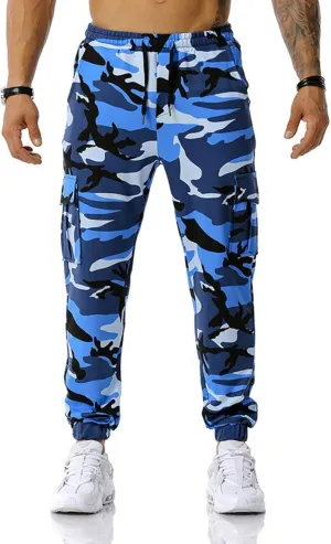 Mens Camo Joggers Sweatpants Stretch Casual Slim Fit Trendy Lightweight Cargo Pants Outdoor Training Athletic Trousers
