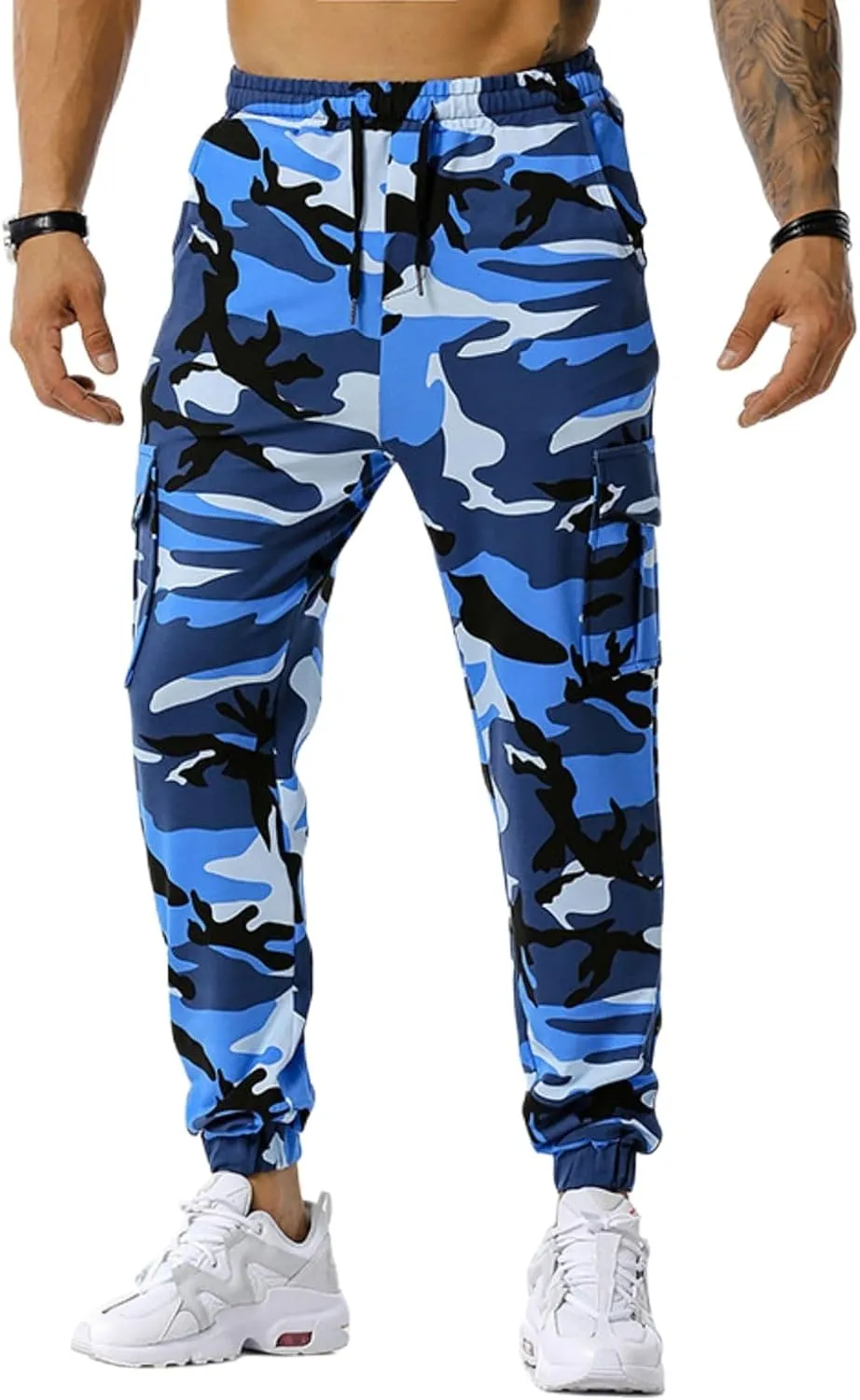 Mens Camo Joggers Sweatpants Stretch Casual Slim Fit Trendy Lightweight Cargo Pants Outdoor Training Athletic Trousers